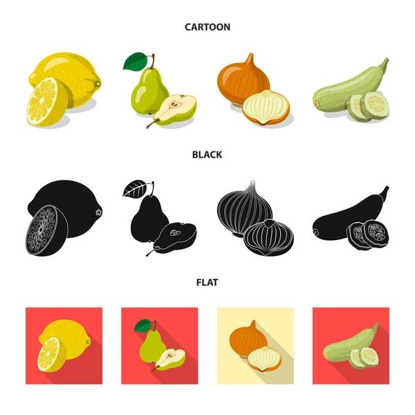 Elkülönített Objektum Zöldség Gyümölcs Logó Készlet Ból Zöldség Vegetáriánus Stock — Stock Vector