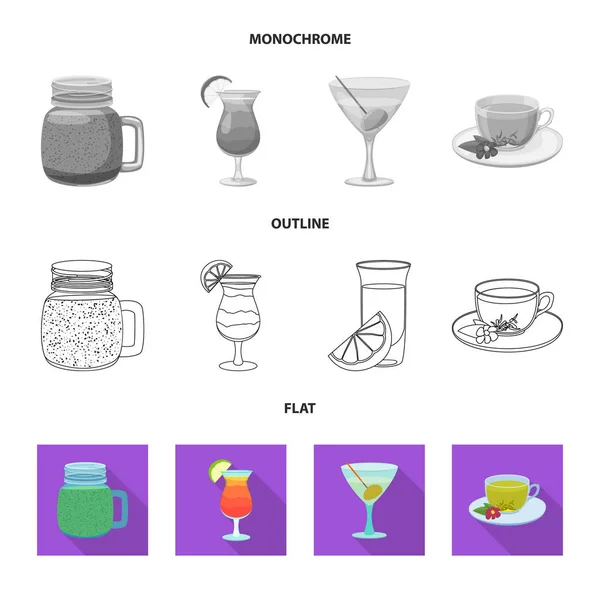 Isolerade objekt av dryck och bar-ikonen. Uppsättning av dryck och part lager vektorillustration. — Stock vektor