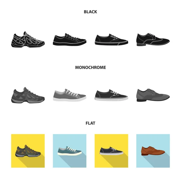 Vectorillustratie van schoenen en schoeisel symbool. Set van schoen en voet vector pictogram voor voorraad. — Stockvector