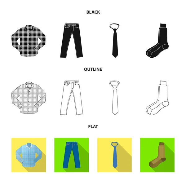 Elkülönített objektum az ember és a ruházati logó. Gyűjteménye férfi és kopás vektor stock illusztráció. — Stock Vector