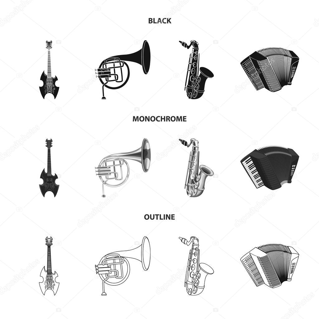 Isolated object of music and tune symbol. Set of music and tool stock symbol for web.