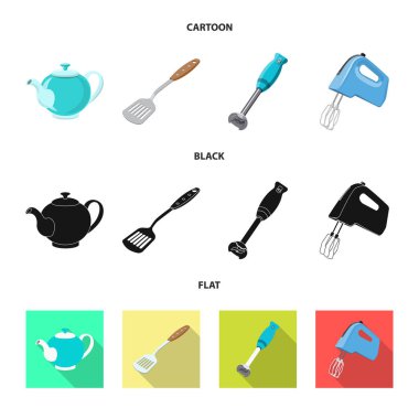 Mutfak ve yemek logo vektör Illustration. Hisse senedi için mutfak ve cihazı vektör simge kümesi.