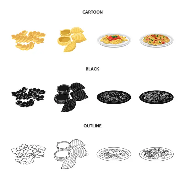 Векторная Иллюстрация Макарон Углеводного Знака Набор Макаронных Изделий Макаронных Изделий — стоковый вектор