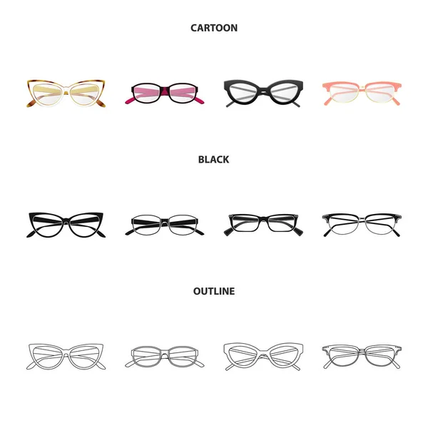 Vektor design av glas och ram symbol. Insamling av glasögon och tillbehör lager vektorillustration. — Stock vektor