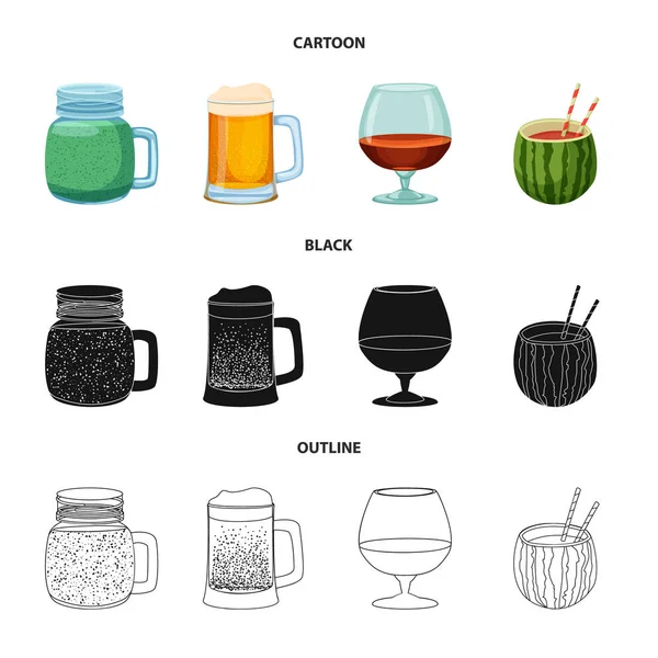 Illustration vectorielle de boissons et enseigne de bar. Collection de boissons et icône de vecteur de fête pour le stock . — Image vectorielle