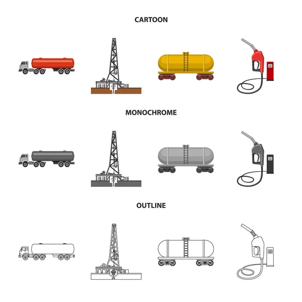 Vektorillustration des Öl- und Gassymbols. Sammlung von Öl und Benzin-Vektor-Symbol für Aktien. — Stockvektor