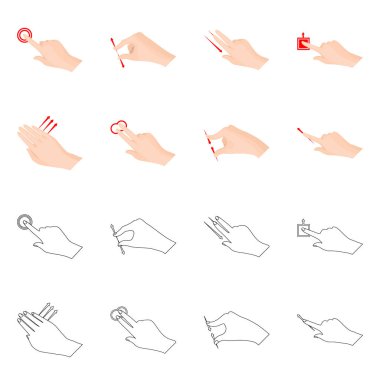 Dokunmatik ve el logo vektör tasarımı. Dokunmatik ekran ayarla ve hisse senedi simgesi web için dokunmatik.