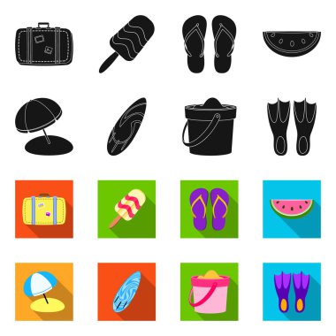 Ekipman ve yüzme işareti illüstrasyon vektör. Ekipman ve hisse senedi için etkinlik vektör simge kümesi.