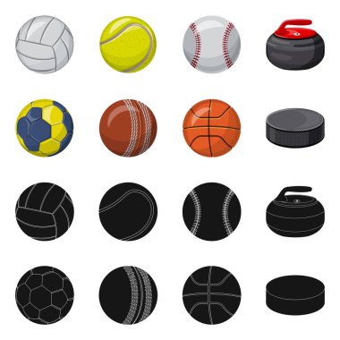Spor ve topu işareti tasarımını vektör. Spor ve web için atletik hisse senedi simgesi toplama.