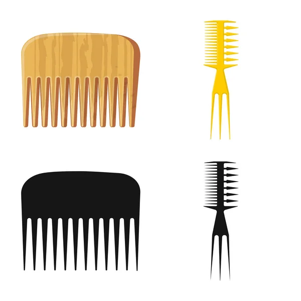 Diseño vectorial del pincel y el símbolo del cabello. Conjunto de cepillo y cepillo para web . — Vector de stock
