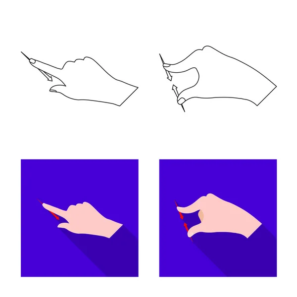 Vektor-Illustration von Touchscreen und Hand-Symbol. Sammlung von Touchscreen und Touchvektorsymbol für Aktien. — Stockvektor