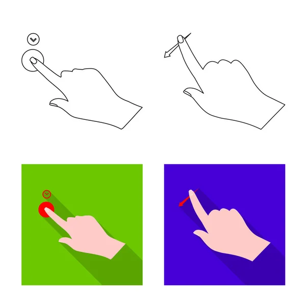 Objeto isolado de tela sensível ao toque e símbolo de mão. Coleção de tela sensível ao toque e ilustração vetorial de estoque de toque . —  Vetores de Stock