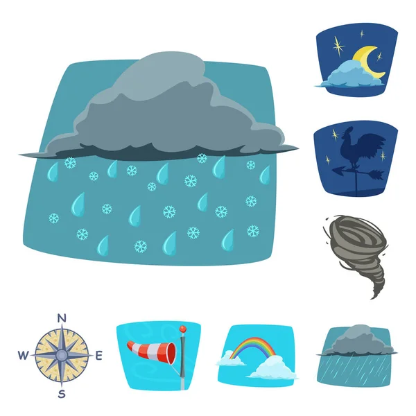 Vektor-Design von Wetter und Klima-Logo. Wetter- und Wolkenaktiensymbol für das Web. — Stockvektor