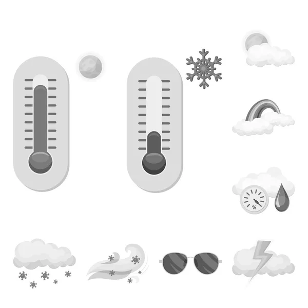 Vektorillustration von Wetter und Klima-Symbol. Wetter- und Wolkenvektorsymbole für Aktien. — Stockvektor