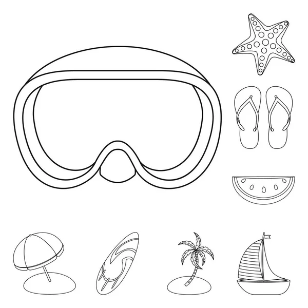 Ilustração vetorial de equipamentos e sinalização de natação. Coleta de equipamentos e ícone do vetor de atividade para estoque . —  Vetores de Stock