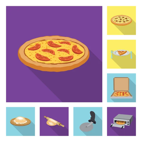 Design vetorial de pizza e logotipo da comida. Conjunto de pizza e itália símbolo de estoque para web . —  Vetores de Stock