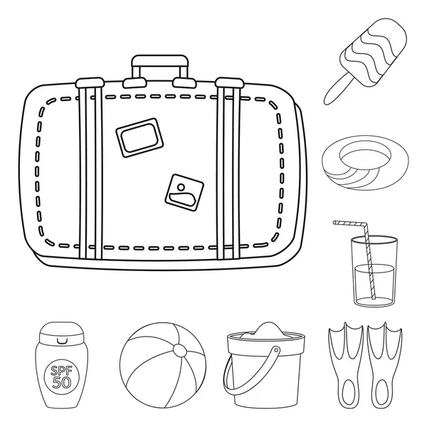 Projeto vetorial de equipamentos e símbolo de natação. Conjunto de equipamentos e símbolo de estoque de atividade para web . — Vetor de Stock