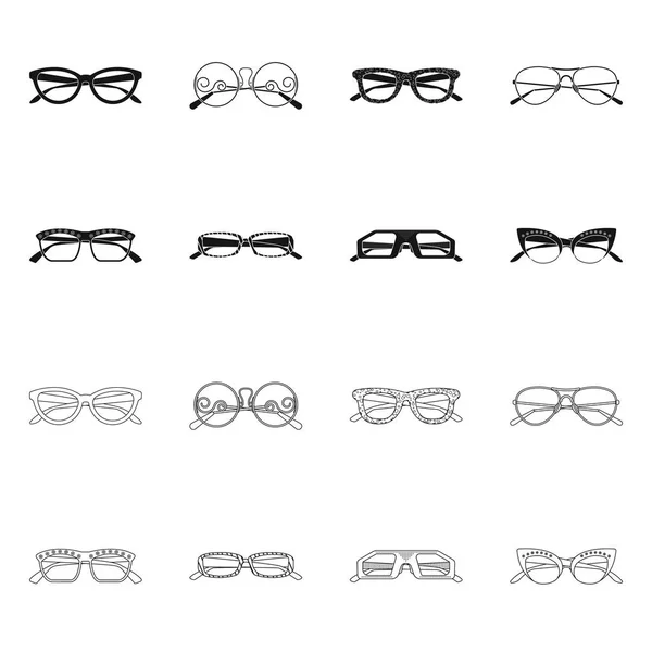 Oggetto isolato di occhiali e occhiali da sole simbolo. Set di occhiali e icona vettoriale accessoria per magazzino . — Vettoriale Stock