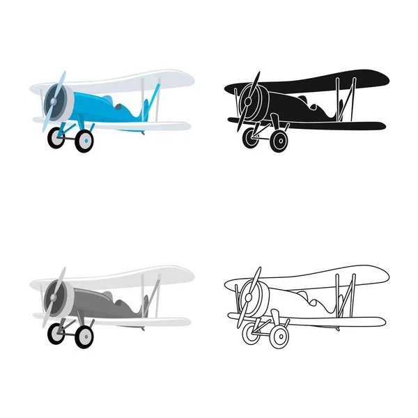Isoliertes Objekt von Flugzeug und Transportsymbol. Sammlung von Flugzeug- und Himmelssymbol für das Web. — Stockvektor
