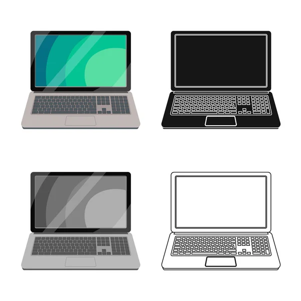 Ilustración vectorial del ordenador portátil y el símbolo del dispositivo. Conjunto de portátil y servidor símbolo de stock para web . — Vector de stock