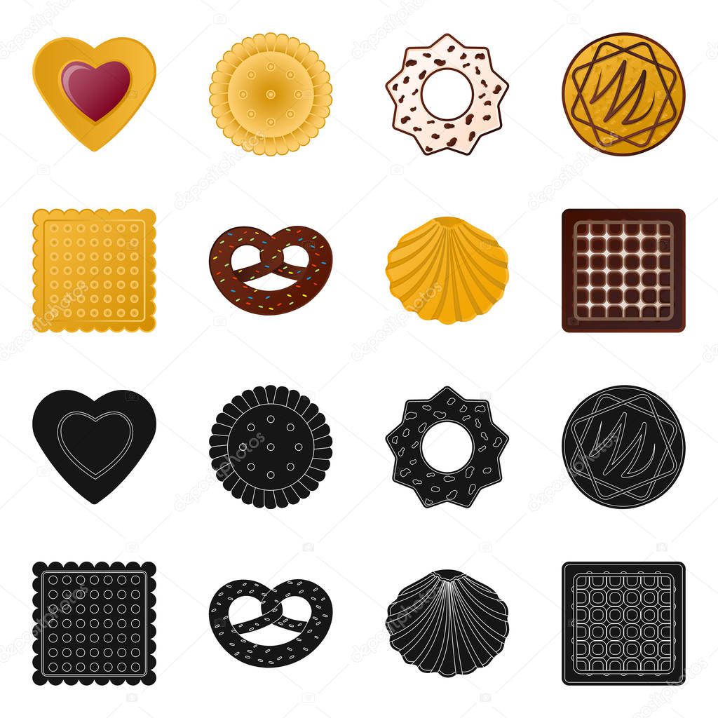 Isolated object of biscuit and bake icon. Set of biscuit and chocolate stock vector illustration.