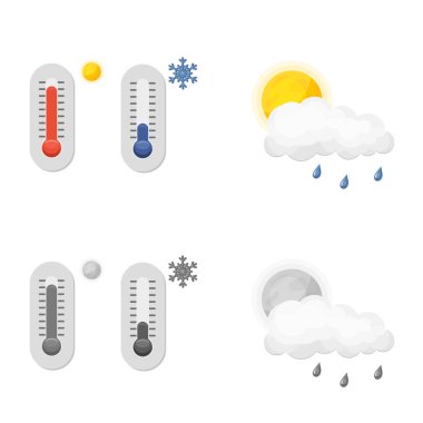 Hava ve İklim logo vektör tasarımı. Hava ve bulut hisse senedi vektör çizim topluluğu.