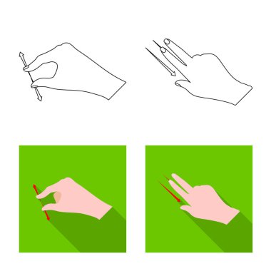 Dokunmatik ve el logosu yalıtılmış nesne. Dokunmatik ekran ayarla ve hisse senedi simgesi web için dokunmatik.