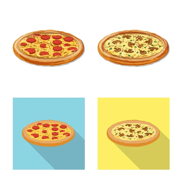 Objeto isolado de pizza e ícone de comida. Coleção de pizza e itália ilustração vetor estoque . — Vetor de Stock