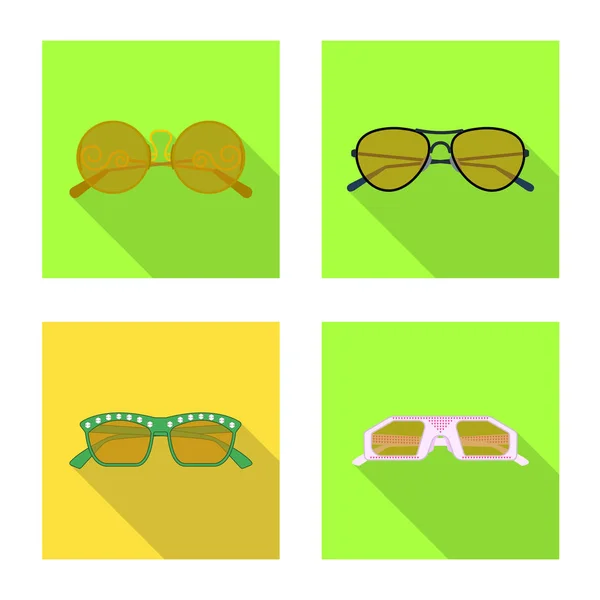 Vector illustration of glasses and sunglasses symbol. Collection of glasses and accessory stock symbol for web. — Stock Vector