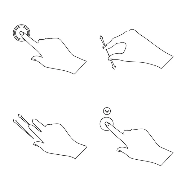 Projeto vetorial de tela sensível ao toque e sinal de mão. Conjunto de tela sensível ao toque e símbolo de estoque de toque para web . — Vetor de Stock