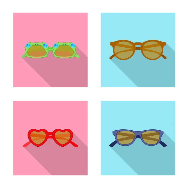 Diseño vectorial de gafas y gafas de sol icono. Conjunto de gafas y accesorio símbolo de stock para web . — Archivo Imágenes Vectoriales