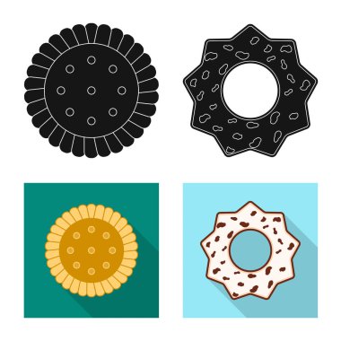 Bisküvi ve kek logo yalıtılmış nesne. Hisse senedi için bisküvi ve çikolata vektör simge kümesi.