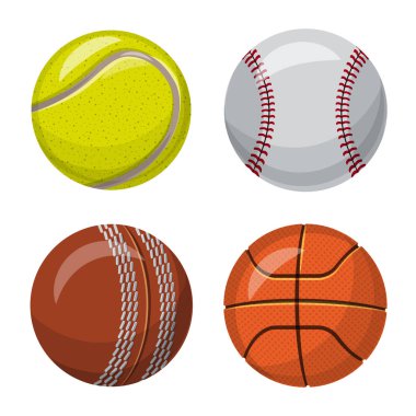 Spor ve topu sembolü yalıtılmış nesne. Spor ve spor stok vektör çizim koleksiyonu.