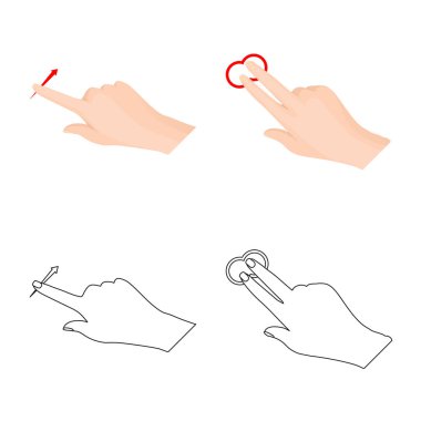 Dokunmatik ve el logo vektör Illustration. Dokunmatik ekran ayarla ve hisse senedi simgesi web için dokunmatik.