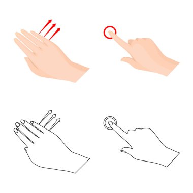 Dokunmatik ve el işareti yalıtılmış nesne. Dokunmatik ekran ve dokunmatik hisse senedi simgesi için web topluluğu.