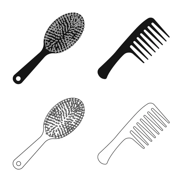 Illustration vectorielle du logo pinceau et cheveux. Jeu de brosses et brosses à cheveux illustration vectorielle . — Image vectorielle