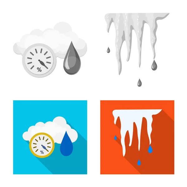 Oggetto isolato di clima e clima logo. Serie di meteo e nubi stock illustrazione vettoriale . — Vettoriale Stock
