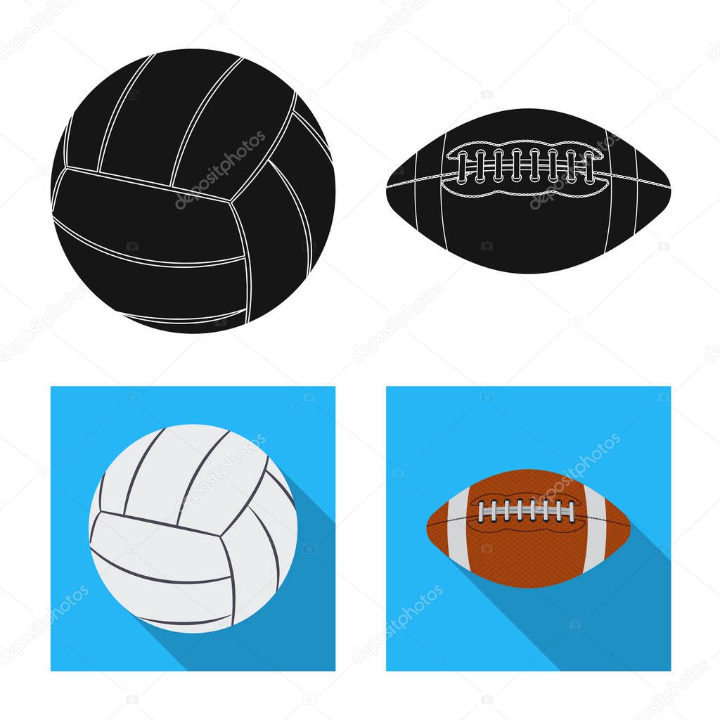 Isolated object of sport and ball symbol. Collection of sport and athletic stock vector illustration.