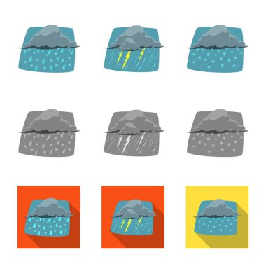 Hava ve İklim simge vektör Illustration. Web için hava ve bulut hisse senedi simgesi kümesi.
