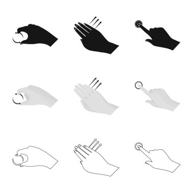 Dokunmatik ve el logosu yalıtılmış nesne. Dokunmatik ekran ve dokunmatik hisse senedi simgesi için web topluluğu.