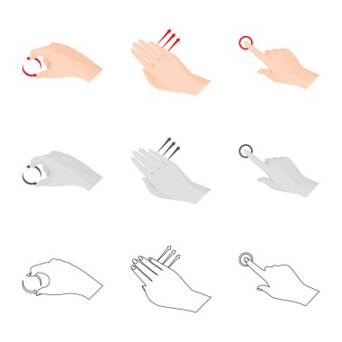 Dokunmatik ve el simge vektör Illustration. Dokunmatik ekran ayarla ve hisse senedi simgesi web için dokunmatik.