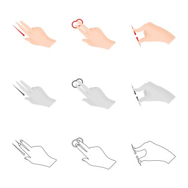 Dokunmatik ve el simge vektör Illustration. Hisse senedi için dokunmatik ekran ve dokunmatik vektör simge topluluğu.