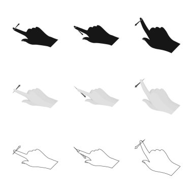 Dokunmatik ve el logosu yalıtılmış nesne. Hisse senedi için dokunmatik ekran ve dokunmatik vektör simge topluluğu.