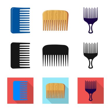 Fırça ve saç işareti vektör tasarımı. Hisse senedi için fırça ve saç fırçası vektör simge kümesi.