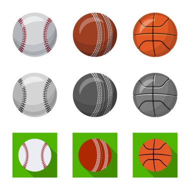 Spor ve topu işareti yalıtılmış nesne. Spor ve hisse senedi için atletik vektör simge kümesi.