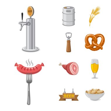 Bar ve pub logo yalıtılmış nesne. Pub ve hisse senedi için iç vektör simge kümesi.