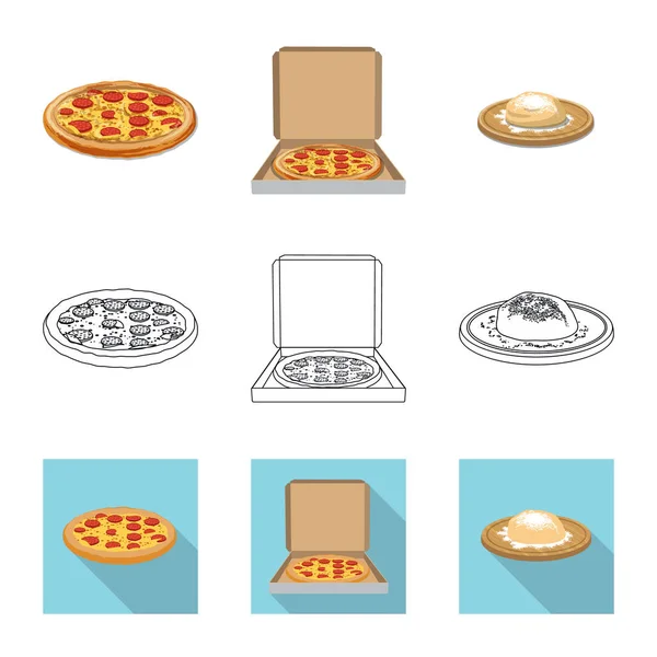 Oggetto isolato di pizza e cibo segno. Set di pizza e illustrazione vettoriale stock italia . — Vettoriale Stock