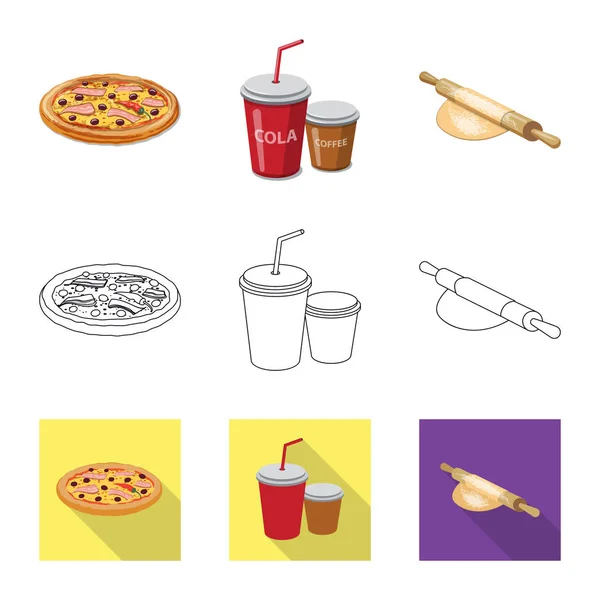 Vektorillustration av pizza och mat symbol. Samling av pizza och Italien aktiesymbol för webben. — Stock vektor