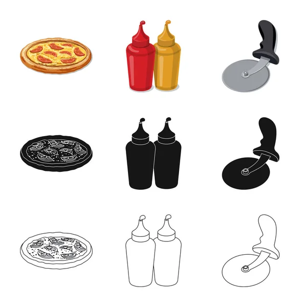 Векторний дизайн піци та символ їжі. Колекція піци та італійського запасу Векторні ілюстрації . — стоковий вектор