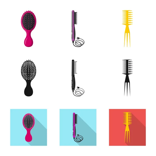 Isolated object of brush and hair icon. Set of brush and hairbrush vector icon for stock. — Stock Vector